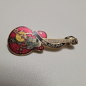Hard Rock Cafe HRC Philadelphia Pennsylvania Red and Black Classic Guitar Pin